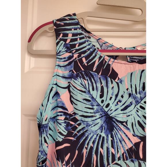 Women's Tribal Jeans Blue & Pink Tropical Jungle Floral Side Tie Tank | Size PS - Picture 5 of 13